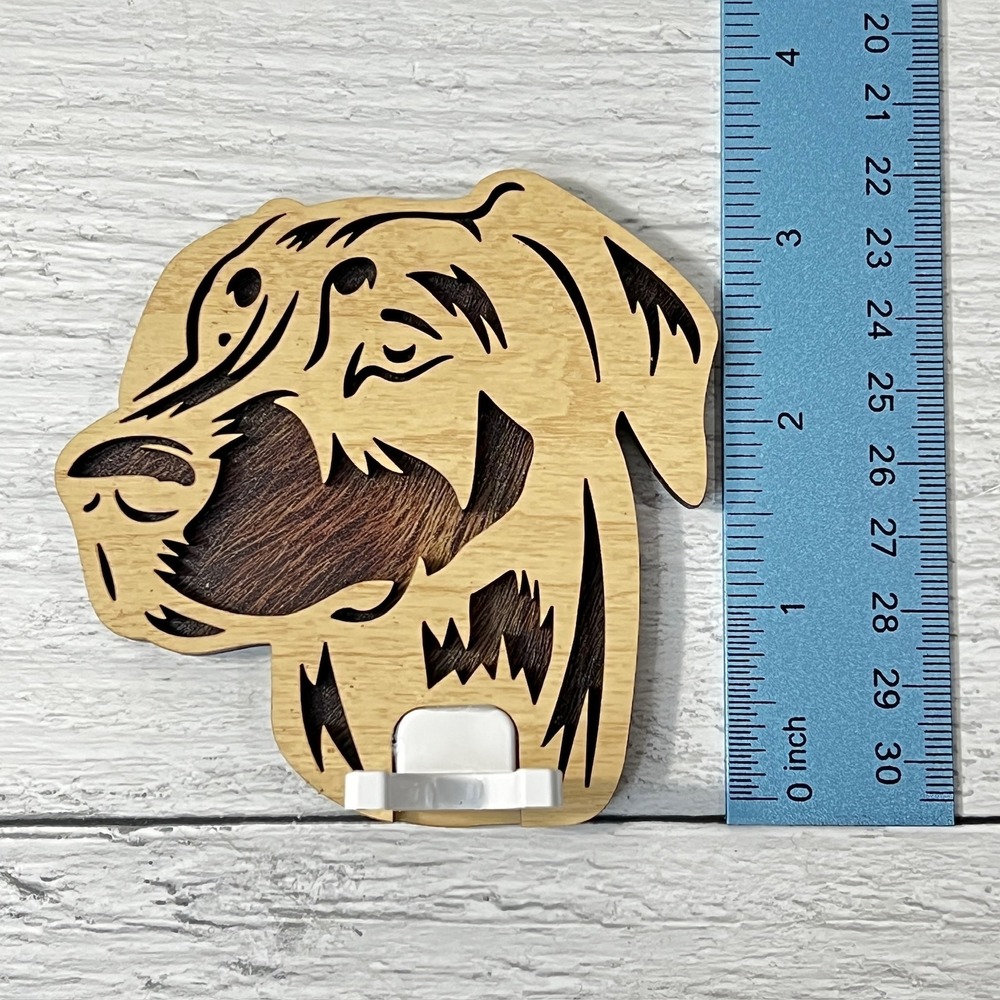 Dog Head Night Light Doberman Silhouette Wood Plug In Wall Lamp Handmade - Picture 5 of 6